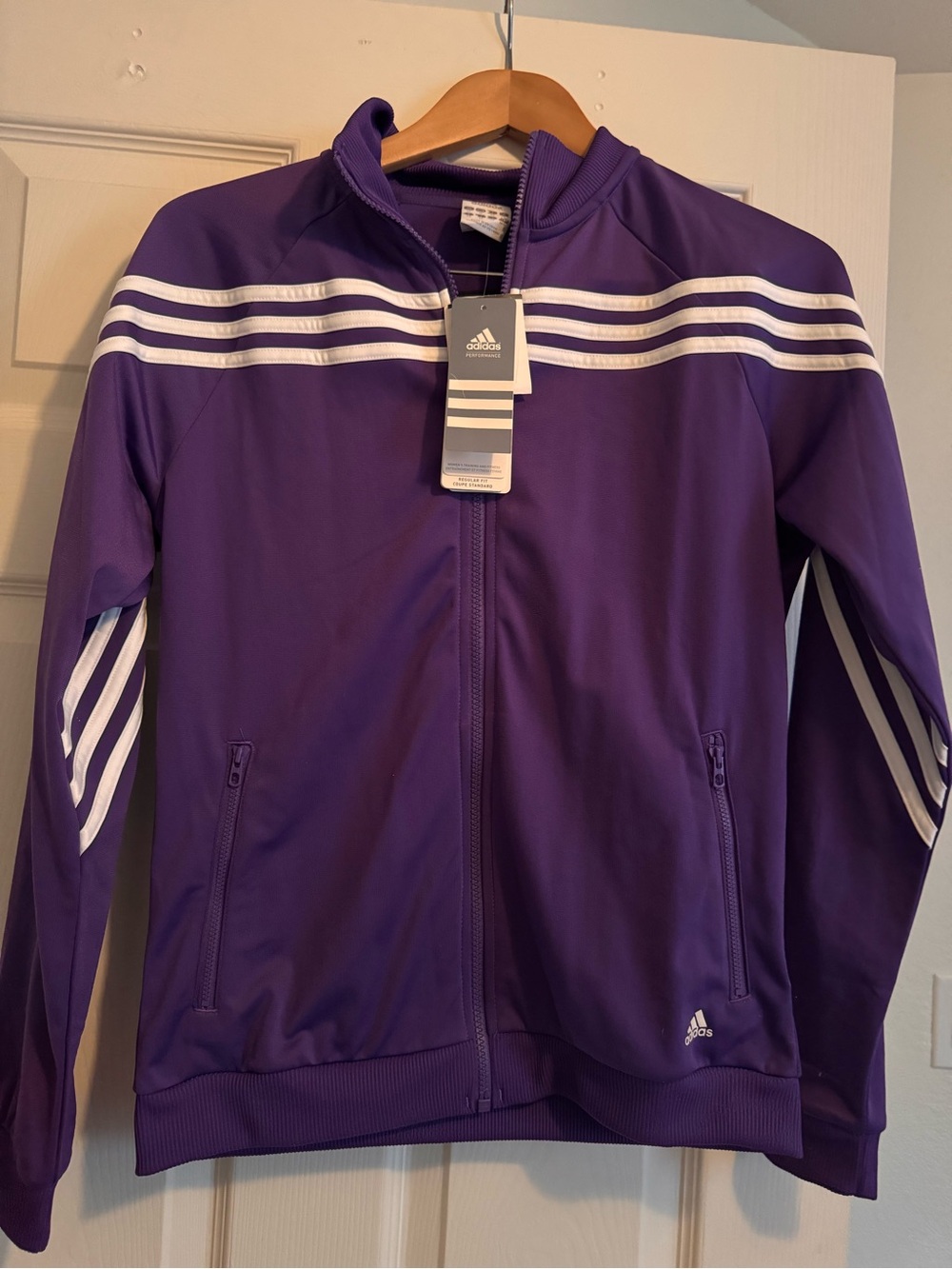 adidas Purple Zip-Up Track Jacket with White Stripes